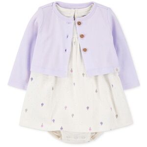 Gift set! Carter's Cream Sleeveless Sundress, sweater & JellyCat Bear&Blankie